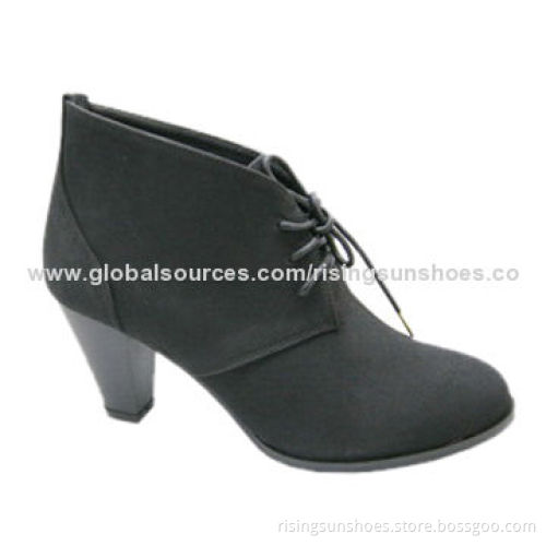 Women's dress boots, lace-up style with square low wood heel, popular for autumn/winterNew